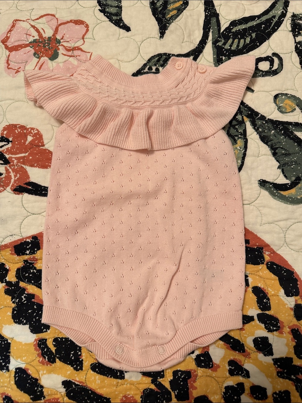 Cat & Jack Light Pink Knit Ruffle Baby Bodysuit